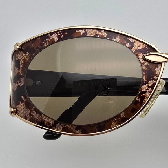 Cazal Mod. 911 Col. 948 Black Gold Leopard Frame Green Lens Sunglasses w/ Case - Picture 15 of 16